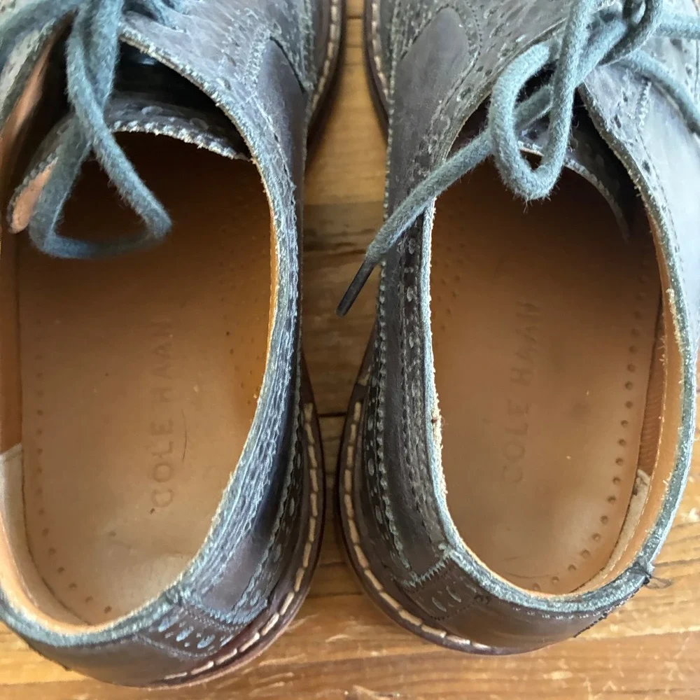 Cole Haan Wingtip Oxford Men 7.5 M Gray Brown Old Money Office Academia Preppy